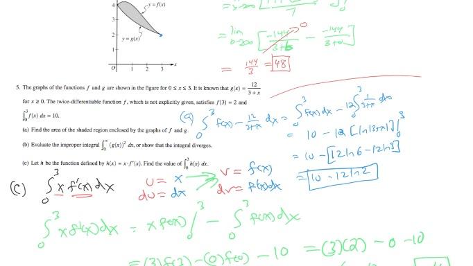 2023 BC Calculus Free Response Question #5 (Applications of the Integral)