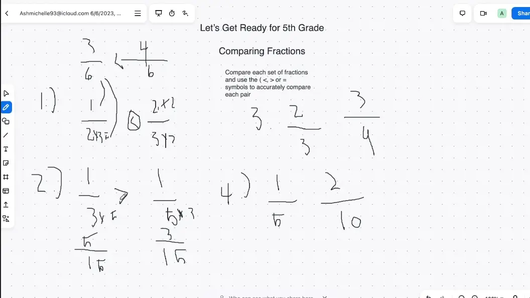 Ready For 5th Grade Math- Comparing Fractins